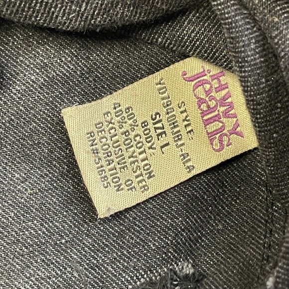 Highway Jeans Denim Black Jacket Women Size Large Distressed Oversized Long Coat - Picture 8 of 15